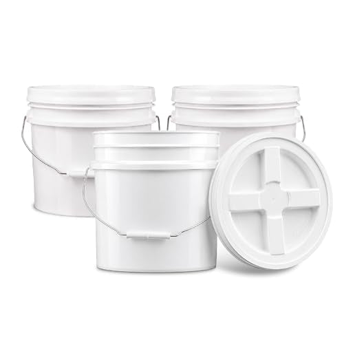 ePackageSupply 3.5 Gallon Bucket with Lid - Food Grade Bucket with Airtight Gamma Seal Screw-On Lid, 90 Mil Heavy Duty HDPE Plastic, BPA Free, for Bulk Food Storage, Made in USA - White, 3 Packs - color: White, size: 3 Packs