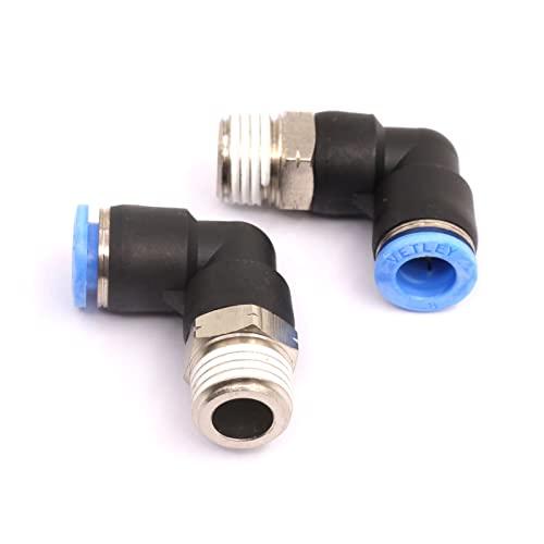 CEKER 1/2 Elbow Male Airline Push Fitting 90 Deg PL 6MM Tubing Od x 1/2" Npt Thread Pneumatic Push Connect Tube Fittings 5Packs - size: 6MM X 1/2" MNPT