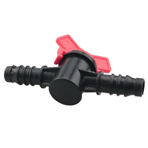 4PCS Plastic Barbed Ball Valve 1/4 in Built In Ball Valve Switch Hose Barb Connector For Drip Irrigation Aquariums Controlling Water Flow in Plant Growing Containers Black