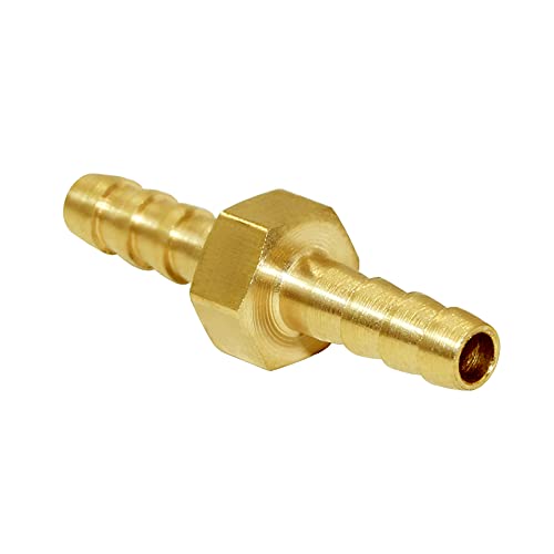 Joywayus 1/4" 6mm ID Hose Barb Hex Union Fitting Intersection/Split Brass Water/Fuel/Air with 10 Stainless Steel Clamps(Pack of 5) - size: 0.25 Inch, style: 5PCS