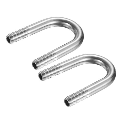 PATIKIL 3/8" (10mm) x 3/8" (10mm) Hose Barb Fittings, 2 Pcs 304 Stainless Steel U Shaped Joint Connector Barbed Fitting Metal Splicer - size: 3/8" (10mm)