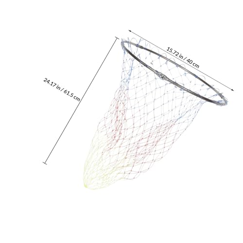 Toyvian Replacement Fishing Net Head with Mesh Basket, 40cm Stainless Steel Landing Net, 8mm Joint, Colored Printed Sturdy Mesh for Freshwater and Saltwater Fishing Gear