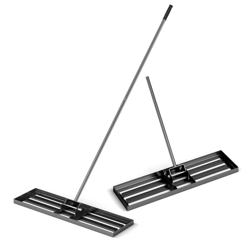 Goplus Lawn Leveling Rake, 36" x 10" Heavy Duty Level Lawn Tool w/ Ergonomic Handle for Soil, Effort-Saving Landscape Rake for Garden, Backyard, Golf Course, Farm, Pasture, Black - style: 36" x 10", Black