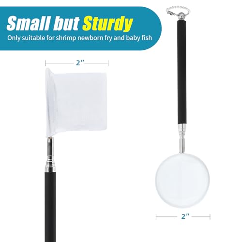 AQUANEAT Small Fish Tank Shrimp Net, Aquarium Debris Cleaning Tools, with Extendable Handle