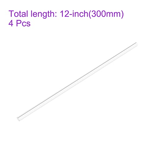 DMiotech 4pcs 3/16" x 5/16" x 12" Clear Acrylic Pipe Rigid Plastic Tubing for Aquarium Water Pipe, Water Cooling System, Plumbing - size: 3/16" x 5/16"