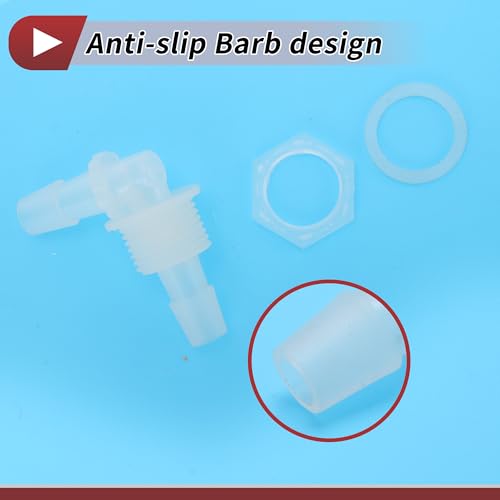 1 Set Aquarium Plastic Hose Barb Fitting 3/8" Hose 90 Degree Elbow Connectors Aquarium Tank Air Pump Clear PP - size: 3/8"-G1/2