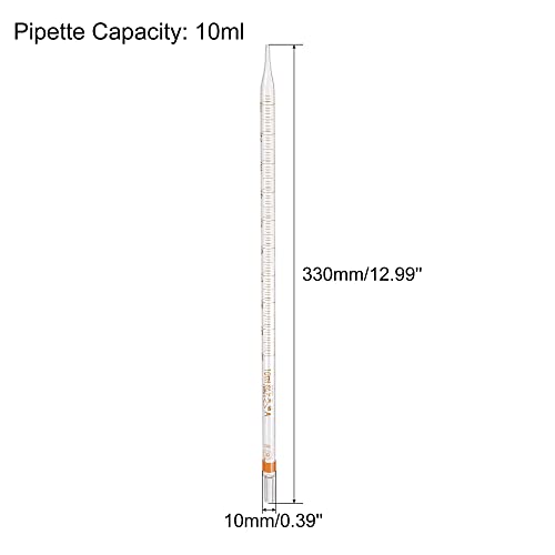 PATIKIL Graduated Dropper Pipettes, 1 Pcs 10ml Reusable Borosilicate Glass Pipette for Transfer Liquid for Laboratory, Chemistry, Clear - size: 10ml
