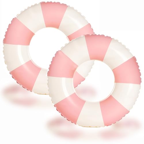 2 PCS Inflatable Pool Floats for Swimming Pool Party Lake Beach Adults - Floaties Pool Tubes Swim Rings Tubes Floaties for Beach Pool Party Decorations - color: Pink, size: 29"