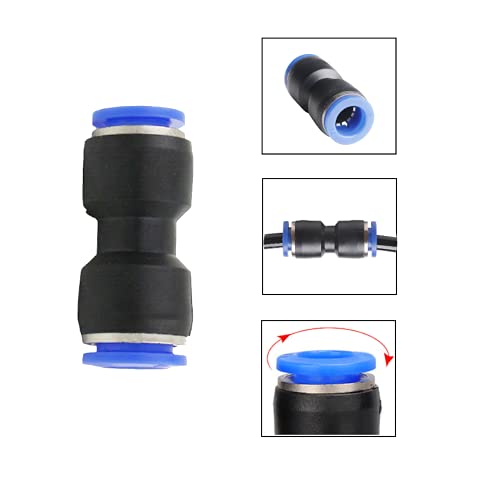 Straight Push Connectors, 4/6/8/10/12 mm Quick Release Plastic Push to Connect Fittings Kit, 50 Pcs Air Line Fittings for 5/32 1/4 5/16 3/8 1/2 Tube