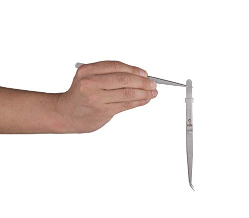 Tweezers, Precision Tweezers Set, Anti-Static Stainless Steel Curved of Tweezers, for Electronics, Laboratory Work, Jewelry-Making, Craft, Soldering, Etc（2 PCS） - color: Silvery