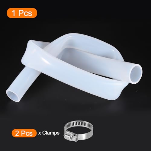 MECCANIXITY 3.3ft Clear Silicone Rubber Tubing 1 1/2" ID 1 3/4" OD Plastic Tube Flexible Air Hose for Brewing, Wine Making, Pump Siphon, 38.1mm x 44.6mm, with 2pcs Clamps - color: Clear, size: 1 1/2" x 1 3/4"