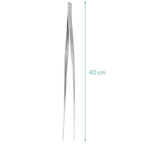 Navaris Stainless Steel Kitchen Tweezers - Precision Kitchen Tweezer Tongs Tool for Cooking or Aquarium - Extra Long Chef Tweezers - 15" / 40 cm
