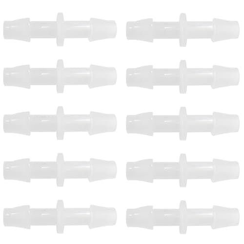 Plastic Hose Barb Fitting 1/4" x 1/4" Pipe Connectors Joint Splicer Mender Adapter Union for Aquarium Household Adapters Fuel Gas Liquid Air (Pack of 10) - size: 1/4 Inch-10pcs