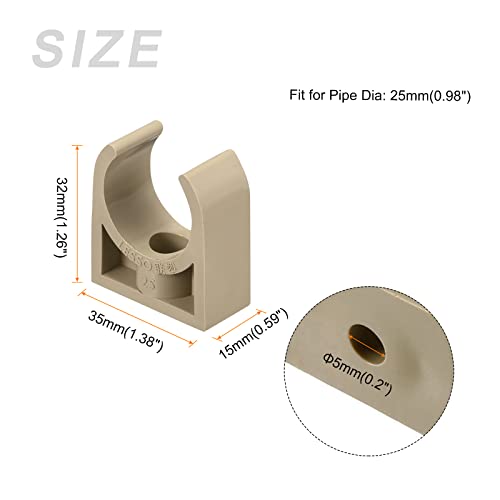 METALLIXITY PPR Water Pipe Clips (25mm/0.98") 2Pcs, Plastic U Shaped Pipe Fitting Clamps - for Tubing Hose Water Supply, Grey - size: 25mm/0.98"