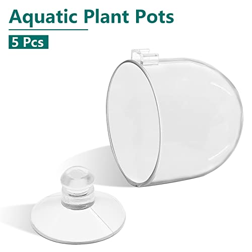 Uenhoy 3 Pcs Plastic Aquatic Plant Pots, Aquarium Plant Pots with Suction Cups, Acrylic Aquarium Planter, Red Shrimp Live Plant Fish Tank Holder