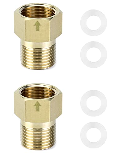 QWORK Brass One-way Check Valve, 1/2 inch Male G Thread to 1/2 inch Female G Thread - Backflow Preventer for Water Tower, Water Heater, Toilet, 2 Pack