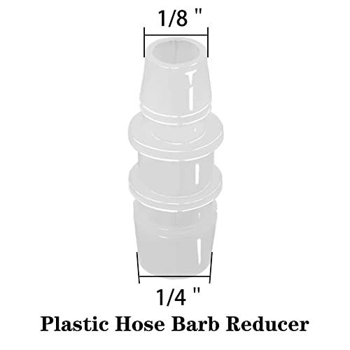 1/4" to 1/8" Hose Barb Reducer Pipe Fittings Adapter, Plastic Joint connector Splicer Mender for Aquarium Household Transport Fuel Gas Liquid Air (Pack of 4) - size: 1/4"-1/8"