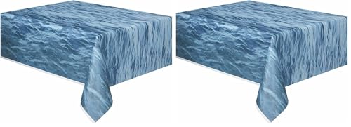 Unique Ocean Waves Rectangular Plastic Table Cover (137cm x 274cm) 1 Piece - Ideal for Parties and Events (Pack of 2) - size: 108" x 54" (Rectangular) (Pack of 2)