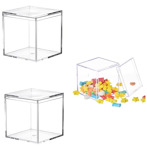 Acrylic Box Small Clear Box with Lid Jewelry Storage Boxes Acrylic Square Cube for Candy - size: 1.8 x 1.8 x 1.8 Inch