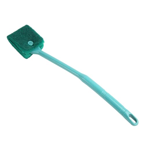 Tnfeeon Aquarium Scraper Double Sided Sponge Brush Cleaner Long Handle Fish Scrubber Sponge Scrubber Cleaner for Glass Aquariums and Home Kitchen 15.7 inches(Green)