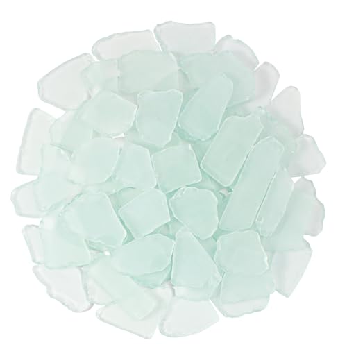 Keedolla Tumbled Sea Glass for Crafts - 10 OZ White Flat Frosted Seaglass Pieces for DIY Art Crafts, Vase Filler, Beach Weddings, Aquarium and Home Decor - color: White, size: 10 OZ / 0.63 LB