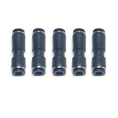 PNEUMATIC Black Air Straight Union 1/4 Inch Tube OD Check Valve Plastic Quick Release Push to Connect Fitting CVPU1/4(Pack of 5)