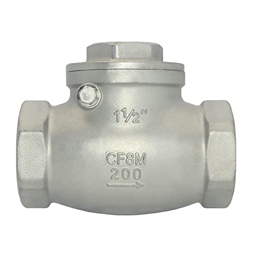 1-1/2" Stainless Steel SS316 Swing Check Valve,NPT Female x Female Thread,WOG 200 PSI PN16 CF8M - size: 1.5 Inch