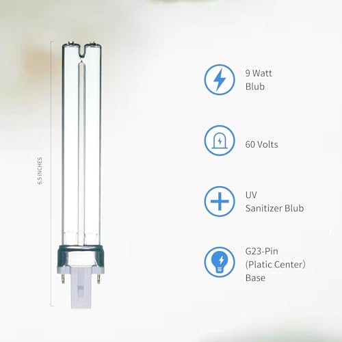 9W UV Light Bulb, for Outdoor Pond Clarifier Compatible with JUP-01 UVE9 CF400 CF500 CP-9 Replacement UV Light for Fish Tank, Turtle Tank, Aquarium, 4 Pack 9W UV C Lamp for G23 Base - size: 9W-UVBL-4P