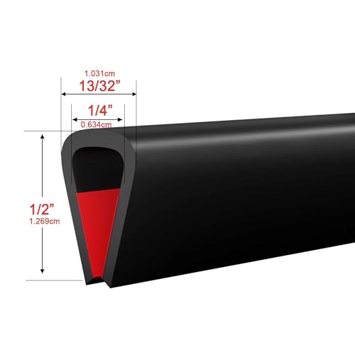 Silicone Edge Trim Self-Adhesive U Channel Silicone Edge Trim Edge Protector for Sheet Metal (Black, Fit 1/4" - L 10') - color: Black, size: Fit 1/4" - L 10'
