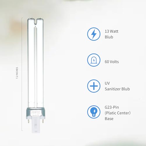 13W UV Light Bulb, Outdoor Pond U-V-C Light Clarifier Compatible with JUP-01 UVE9 CF400 CF500 CP-9 UV Light for Fish/Turtle Tank/Aquarium, 2 Pack 13W UV Pond Lights for G23 Base - size: 13W-UVLB-2P