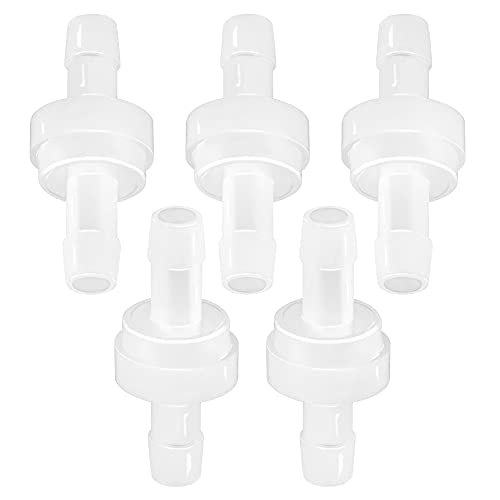 5 Packs Check Valve 5/16” (8MM) One-Way PVDF Plastic Hose Barb for Liquid Air - size: 5/16 Inch, style: 5 Pcs