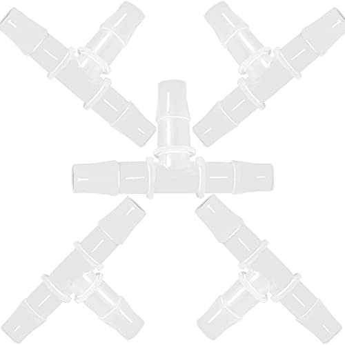 1" Tee Fitting Equal Barb 3 Way Hose Barb Adapter for Fuel Gas Liquid Air (Pack of 5) - size: 1 Inch