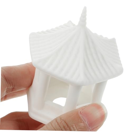 HANABASS Hexagonal Pavilion Ornament 2.79X2.44X2.16In Miniature Ceramic Pavilion Statue for Fish Tank Decor Aquarium Decoration Zen Garden Accessories and Desktop Ornament