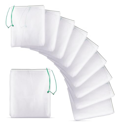 SunGrow Catappa Leaf Filter Bags, 10 Mesh Bags for Carbon Media, Durable Drawstring Bio Media Bags for Fish Tank Filters, Aquarium Fine Nylon Bags for Activated Carbon, Biosphere, or Ceramic Rings