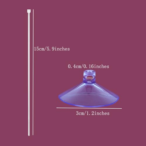 20PCS Aquarium Suction Cups with 20PCS Adjustable Cable Ties for Plants, Planter, Binding Moss Shrimp Nest, Fish Tank Suction Cups