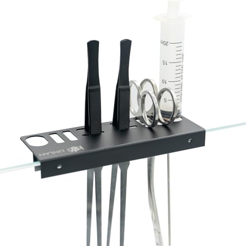 LINLAN Aluminum Aquarium Tool Holder - Fish Tank Accessories Organizer for Rimless Aquariums, Maintenance Tools, Tweezers, Tongs, Water Plants Accessories & Aquarium Supplies（Silver） - color: Silver