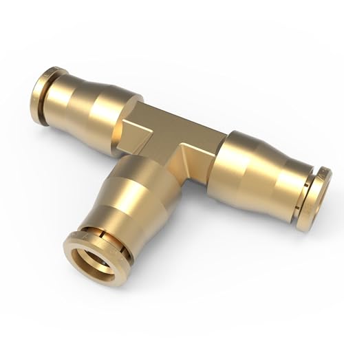 RETRUE 21838 Air Line Fittings Union Tee 1/4" T-Fitting Pneumatic Air Suspension Fittings, Brass