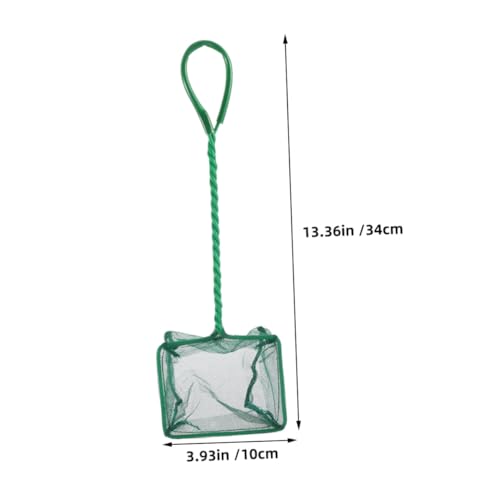 Kisangel 2pcs Fine Mesh Aquarium Fish Nets with Plastic Handles 4-inch Square Scoop Nets for Pond and Fish Tank Cleaning for Aquarium Maintenance