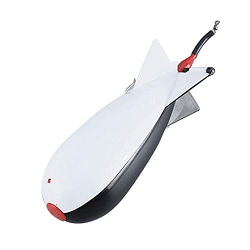 Arinda Fishing Spomb Rocket Shape Spod Fishing Feeders Float Bait Holder Tackle Tool Accessories - color: White, size: Large