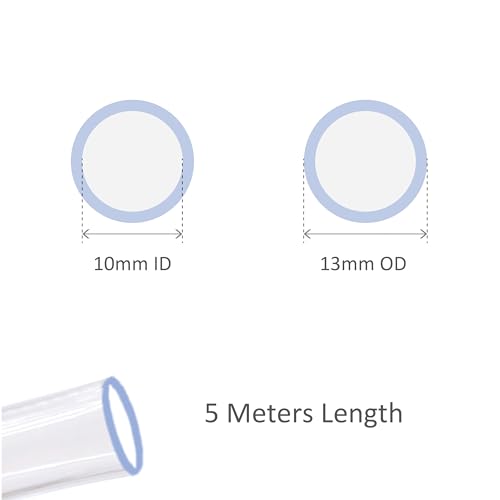 Clear Tubing Assortment, 10mm ID, 5 Meters Lengh In All, 1.5mm Thickness, Flexible Plastic Tube Hose Set For Home Repair Water Oil Transfer Aquarium, BPA Free and non-toxic - size: id:10mm (5m)