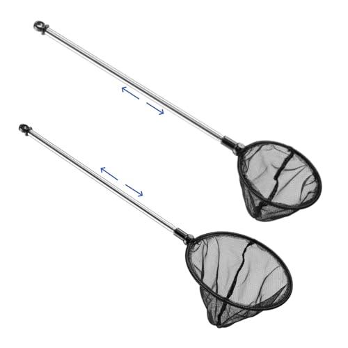 Aquarium Fish Net with Extendable Stainless Steel Long Handle Fine Mesh Net for Fish Tank - size: 3.5+5 inch-2 Pack Bundle