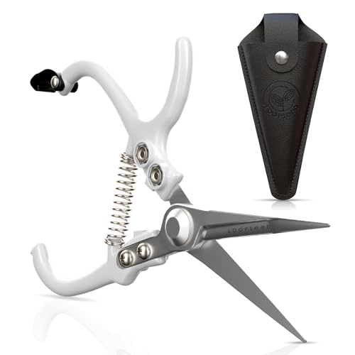 Plant Pruning Shears with Vegan Leather Sheath Garden Trimming Scissors with Belt Holster Bonsai Trimmers Herb Snips Flower Clippers Garden Tools 2 Piece Bundle (White & Black) - color: White & Black