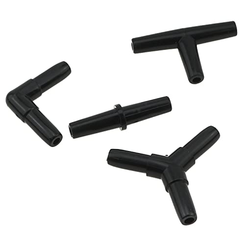 Aquarium Air Valve Connector 48PCS 4Type Black Plastic Air Valve Connectors Splitters for Fish Tank 3/16 Air Line Air Pump, Airline Tubing Connector