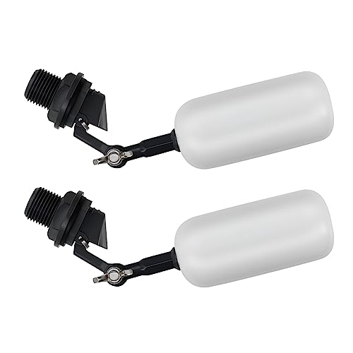 2 Pack Float Ball Valve, 1/2 Inch NPT Thread, OD. 0.84 inch (21.34mm), 3/4 inch, Adjustable Arm for Livestock Water Trough, Aquariums, Hydroponics - Automatic Fill and Control Water Level