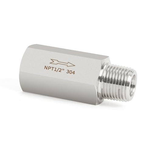 ChillWaves 304 Stainless Steel In-Line Siamese Check Valve 1/2" NPT Male x 1/2" NPT Female Thread, One-Way Non-return Check Valve for Backflow Prevention(1-PACK) - size: 1/2" MNPT x 1/2" FNPT, style: Siamese Check Valve