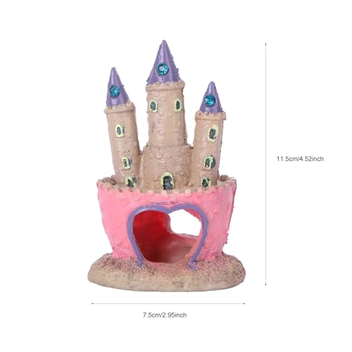 POPETPOP Aquarium Decorations Heart Castle - Fish Tank Decorations Cichlids Fish Hideout House for Girls Gift Toy Pink