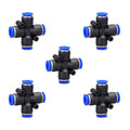 4 way1/4 OD Push to connect Fittings,push to connect air fittings, 4-way air line push connectors (5 Pcs) - size: 0.25 Inch, style: 4 way Union