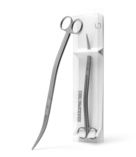 UNS Aquascaping Tools - Stainless Steel, Rust Resistant, Freshwater Planted Tank, Saltwater Reef Aquarium Maintenance Accessory - Trimming Stems & Carpets, Coral Cutting - Wave Scissors, Grey - color: Grey