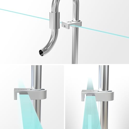 FZONE Mini Aquarium Fixing Clamp, Aluminum Alloy Holder for Rimless Aquariums Fasten Water Pipes with Anti-Overflow Card Slot for Fish Tank Inlet and Outlet Pipes 2pcs(S) - size: S