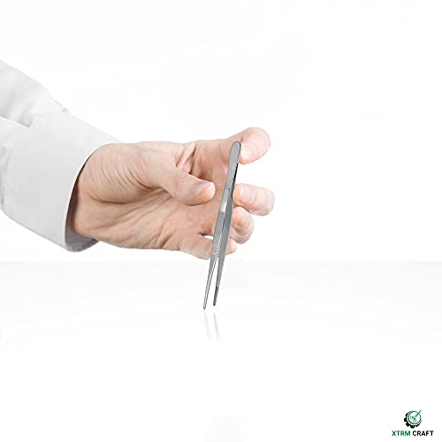 Thumb Dressing Forceps, Mulipurpose Tweezer Stainless Steel, Serrated Tip Straight 6 Inch - size: 6"